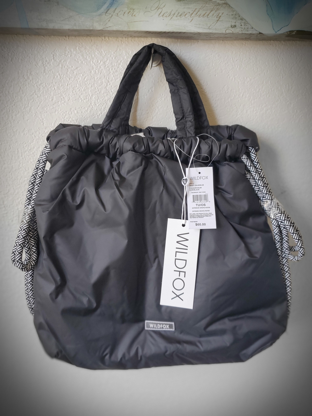 Wildfox Black Quilted Tote Bag